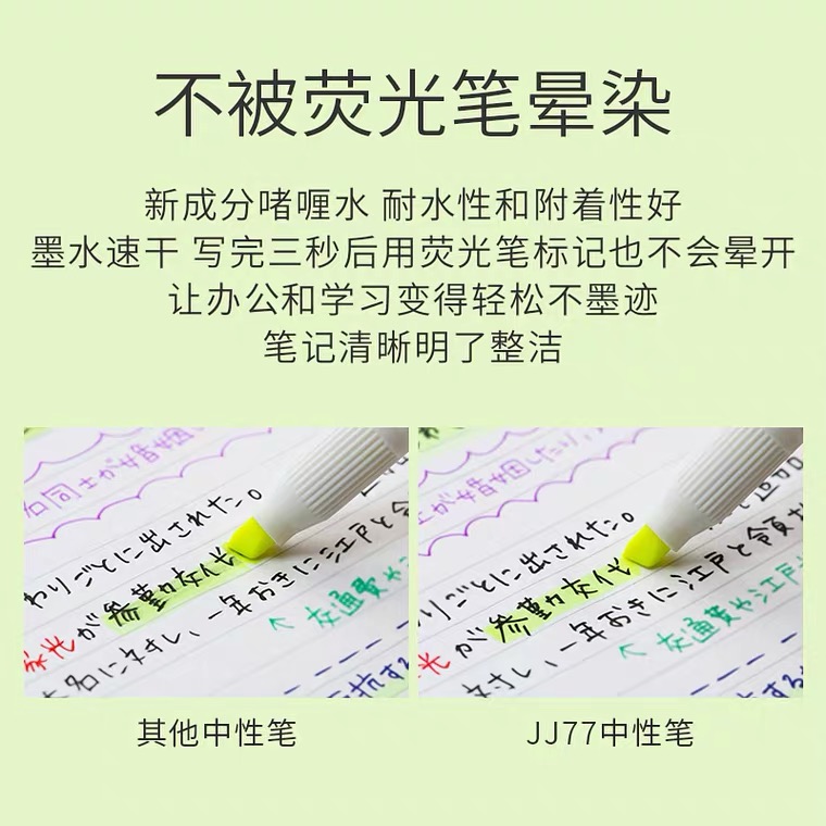 日本ZEBRA斑马不晕染中性笔荧光jj77按动速干水笔0.5学生用黑色刷题笔MJF笔芯JJ15限定黑旗官方舰店官网正品 - 图2