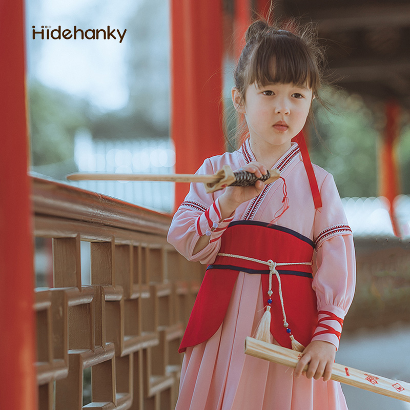 丢手绢原创设计花木兰公主裙襦裙汉服女童连衣裙夏中国风表演服-图1