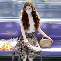 Advanced senses Stunning Design Plaid half-body dress Two sets of first love Skirt Woman 2022 New Summer Little