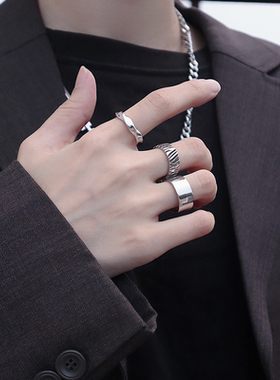 男士复古简约文艺风ins钛钢戒指