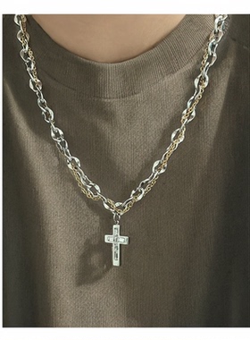曼格龙男钛钢十字架项链