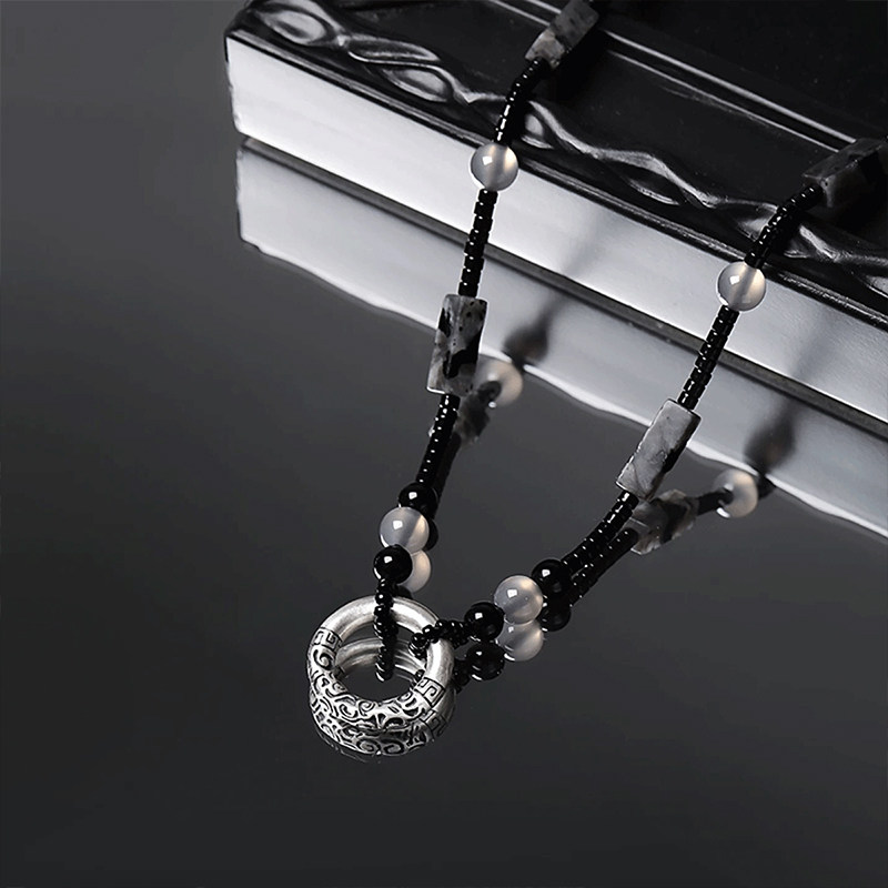 平安扣项链男款2025年新钛钢不掉色欧美高级感嘻哈潮酷配饰品 - 图2