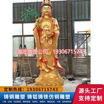 Large pure copper casting Guanyin Bodhisattva Buddha statue with gold Thousand hands West Three Holy temples Home Worship Mercy