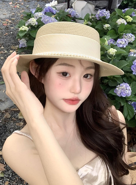 平顶草帽海边沙滩女夏大檐太阳帽
