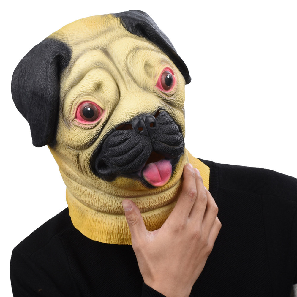 可爱沙皮狗动物乳胶面具头套化妆舞会漫展cos抖音网红搞怪万圣节