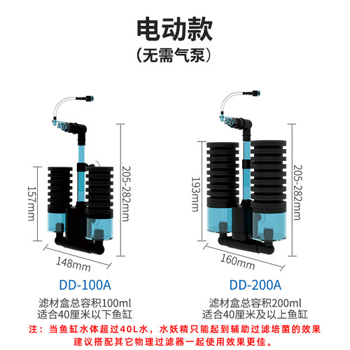 仟锐电动气动水妖精生化过滤器鱼缸虾缸水族箱增氧培菌养水反气举 - 图1
