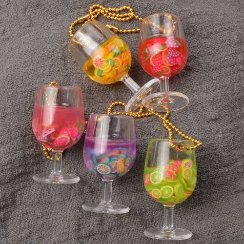 趣味仿真果汁高脚杯钥匙扣挂件创意男女书包包挂件可爱食玩 - 图2