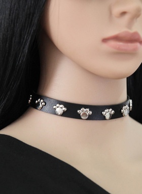 显脖子修长猫爪颈圈项链