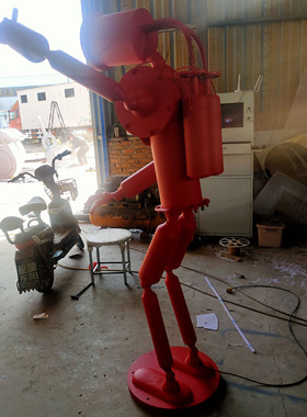 复古纯手工loft工业风创意做旧怀旧机器人落地模型工艺品摆件装饰