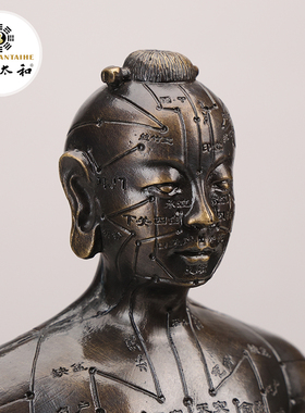 黄铜铜人模型49cm仿古穴位模型文化桌面装饰摆件