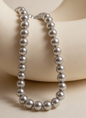 真多麻银灰珍珠项链2025新款爆款