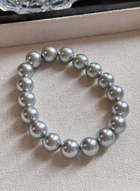 真多麻银灰色珍珠手链2026新款爆款轻奢小众高级感弹力绳女款手饰
