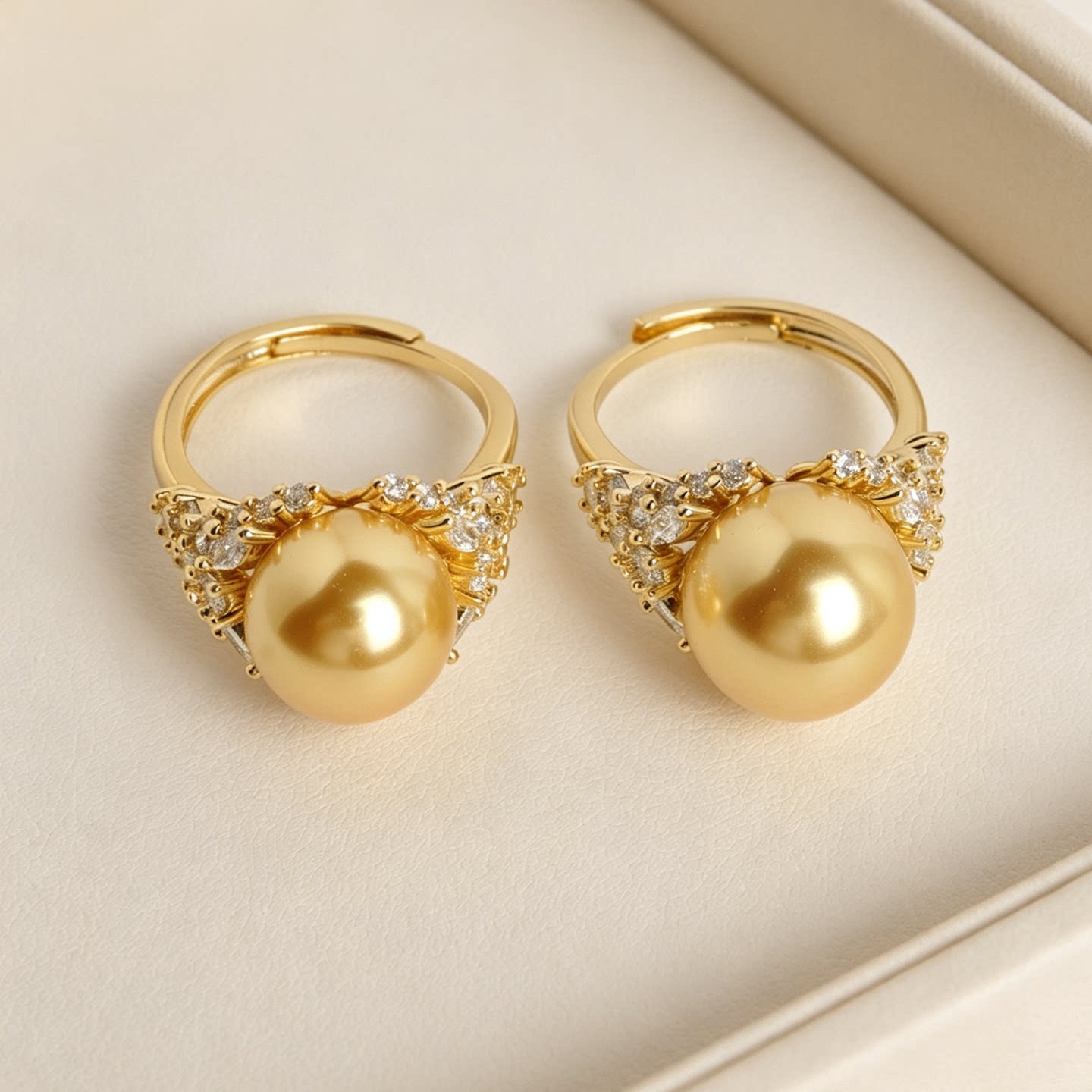 Light luxury pearl and diamond open ring for women