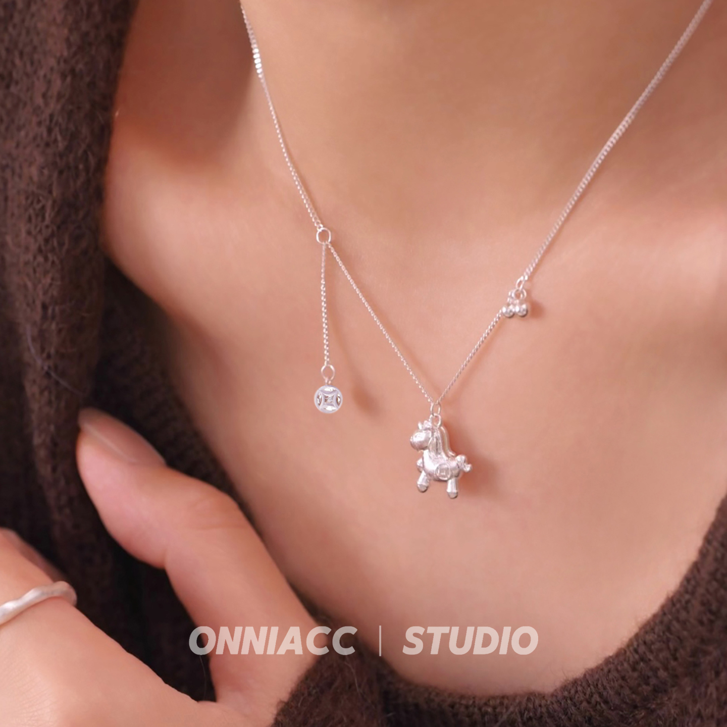 马上有钱小马生肖马吊坠项链女锁骨链纯银高级感轻奢小众送闺蜜 - 图0