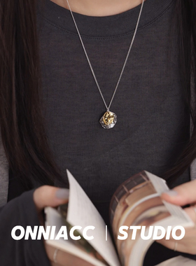 褶皱圆牌复古项链女长款毛衣链