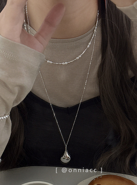 天然淡水珍珠碎银子项链纯银