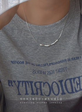 不规则一字竹节吊坠纯银项链女