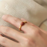 Агатовое ретро небольшое дизайнерское бамбуковое красное рубиновое кольцо, китайский стиль