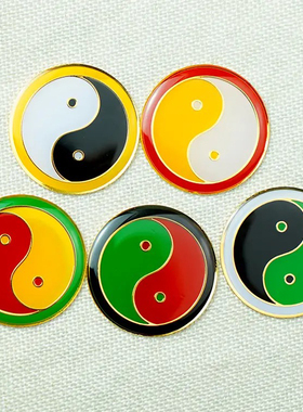 3厘米单面潘氏黄色万字符三元太极红绿黑白太极能量手机贴双面胶