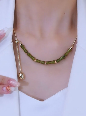 网红爆款可抽拉调节竹节项链女潮