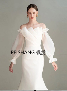 白色长款纱纱婚纱袖子抹胸婚纱礼服手袖遮手臂手套黑色臂袖可定制