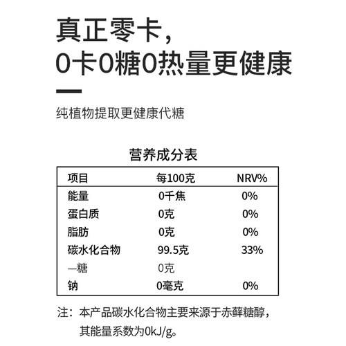 500g零卡糖代糖 赤藓糖醇0卡糖甜菊糖食品优于白砂糖木糖醇 - 图2