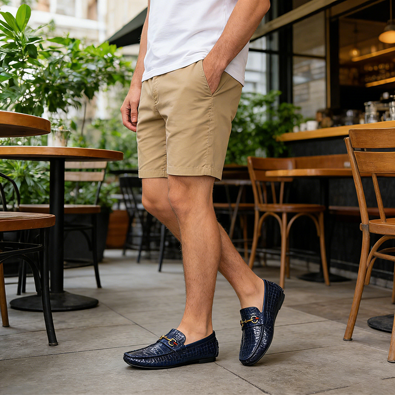 2026新款一脚蹬蓝色乐福鞋鳄鱼纹豆豆鞋透气单鞋商务皮鞋百搭时尚,淘宝优惠券,粉丝福利购,淘宝优惠卷