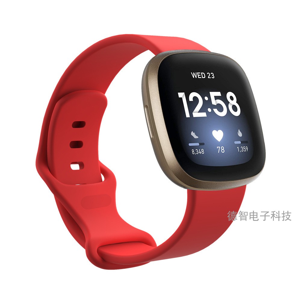 适用Fitbit versa3/sense表带智能手环纯色硅胶官方款替换手腕带