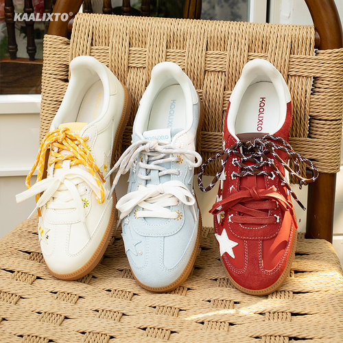 Kaalixto星星鞋2025新款红色德训鞋男女同款百搭运动休闲鞋 - 图2