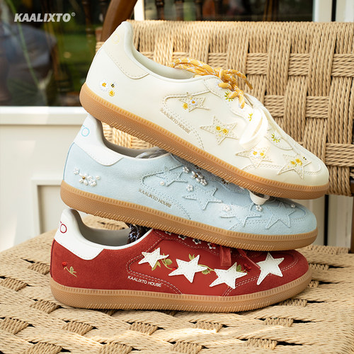 Kaalixto星星鞋2025新款红色德训鞋男女同款百搭运动休闲鞋 - 图0