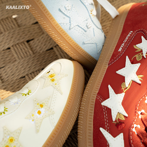 Kaalixto星星鞋2025新款红色德训鞋男女同款百搭运动休闲鞋 - 图3