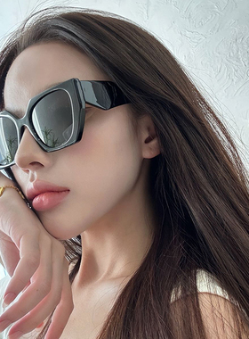 防紫外线多边形复古欧美女黑猫眼