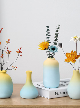 小干花居家装饰摆件莫兰迪陶瓷花瓶客厅电视柜花插北欧风摆饰花瓶