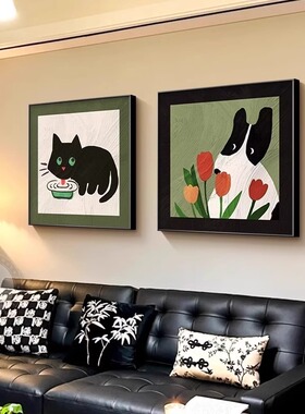 中古风餐厅装饰画卡通动物多巴胺