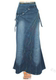 Fishtail denim high waist European and American print long skirt