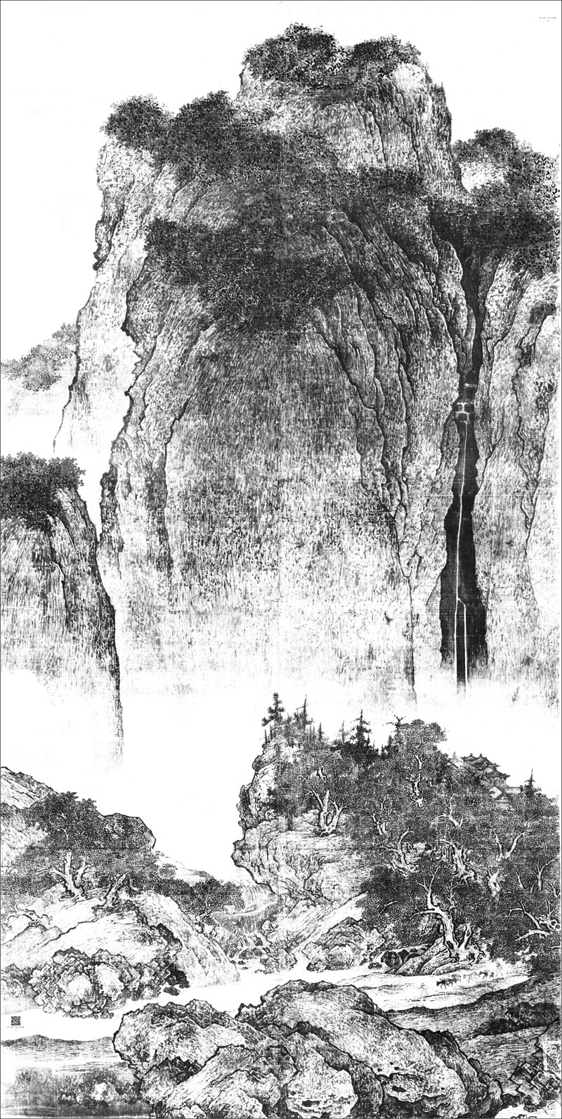 宋范宽溪山行旅名画学习临摹底稿国画山水画客厅书房高清装饰画_虎窝淘