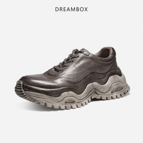 DREAMBOX钧博舒适透气马皮厚底老爹鞋手工水洗做旧户外运动休闲鞋 - 图1