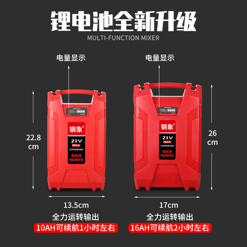 钢象锂电款多功能搅拌器工地拌灰水泥混凝土搅拌机饲料拌料机酒曲-图2