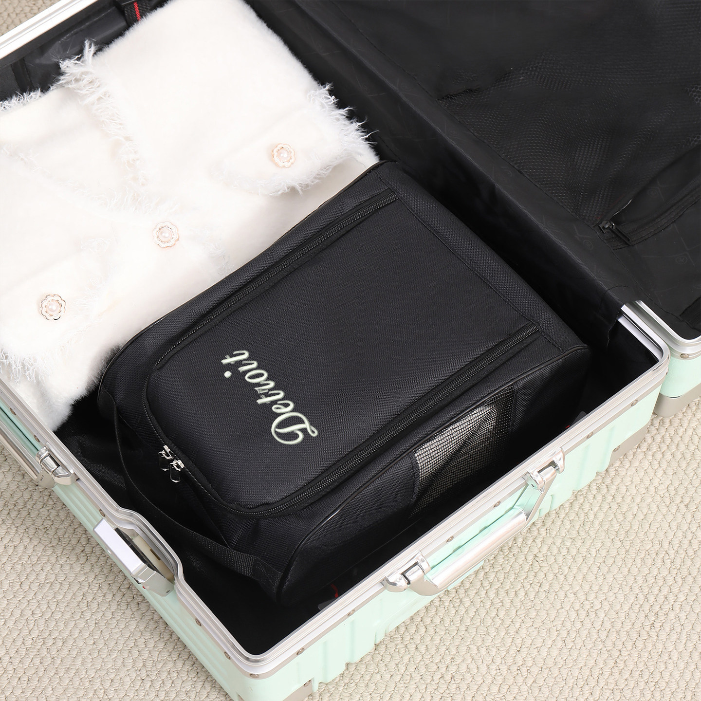 Customized Name Mesh Breathable Golf Shoe Storage Bag