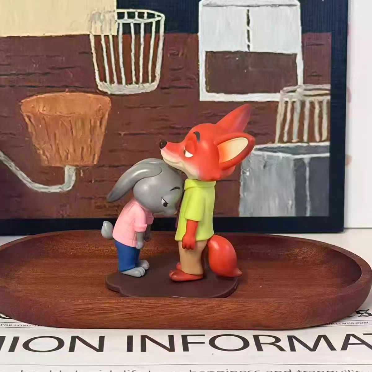 疯狂动物城尼克朱迪过来抱抱摆件甜蜜依靠兔子狐狸手办玩具摆件 - 图0