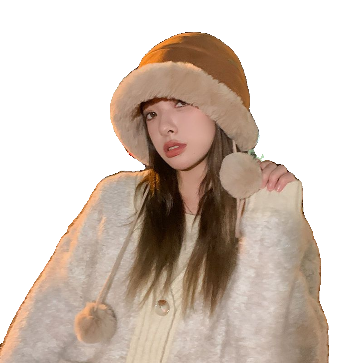 毛绒渔夫帽子女秋冬季加厚保暖百搭挂绳毛球盆帽防风护耳雷锋帽潮,淘宝优惠券,粉丝福利购,淘宝优惠卷