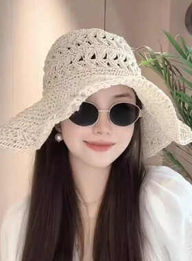 夏季手工编织草帽女款透气遮阳帽