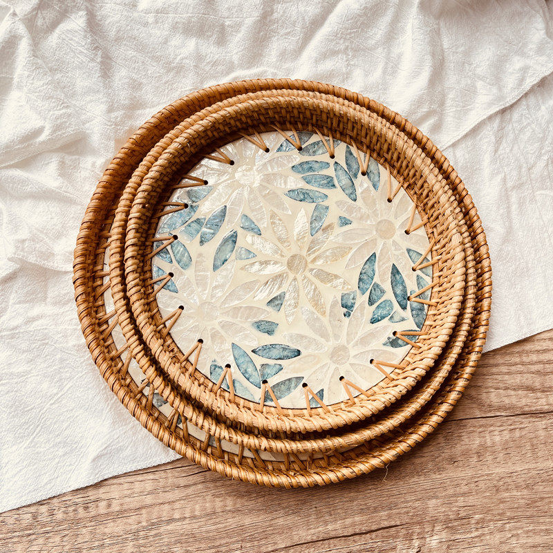 越南藤编贝壳托盘水果盘藤篮编织早餐篮日式竹编面包筐点心篮子,淘宝优惠券,粉丝福利购,淘宝优惠卷