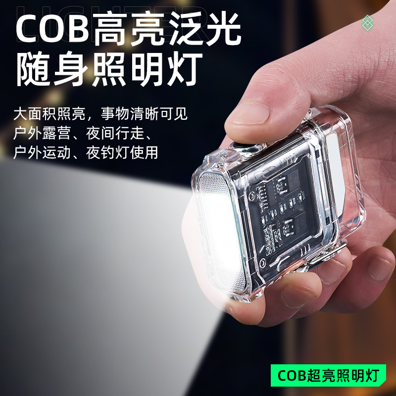 COB强光三挡手电筒户外灯双电弧充电打火机防水防风Type-C点烟器-图0