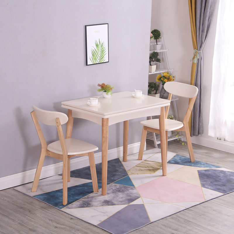 折叠伸缩餐桌椅组合简约现代风饭桌北欧实木多功能餐桌家用小户型