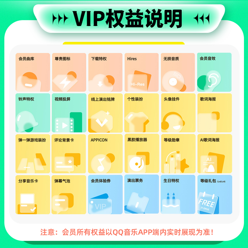 【月2.4元起】qq音乐会员绿钻一年豪华绿钻年卡12月绿砖 vip充值-图1