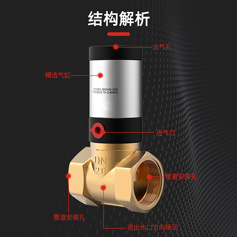 气动控制阀Q22HD-15/20/25/32/40/50水阀真空开关铜阀流体气控阀 - 图0