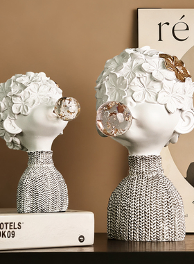 北欧吹泡泡男孩摆件艺术轻奢高级