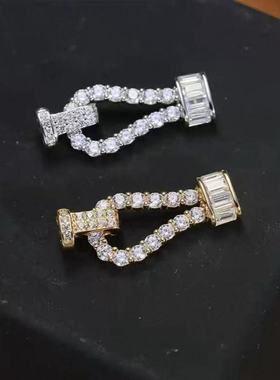 纯铜真金电镀马蹄扣微镶满锆