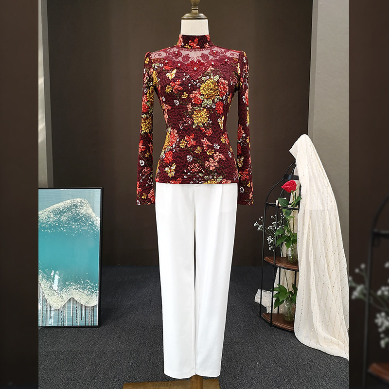 2021冬季新款半高领蕾丝镂空打底衫 索茜丽蕾丝衫/雪纺衫